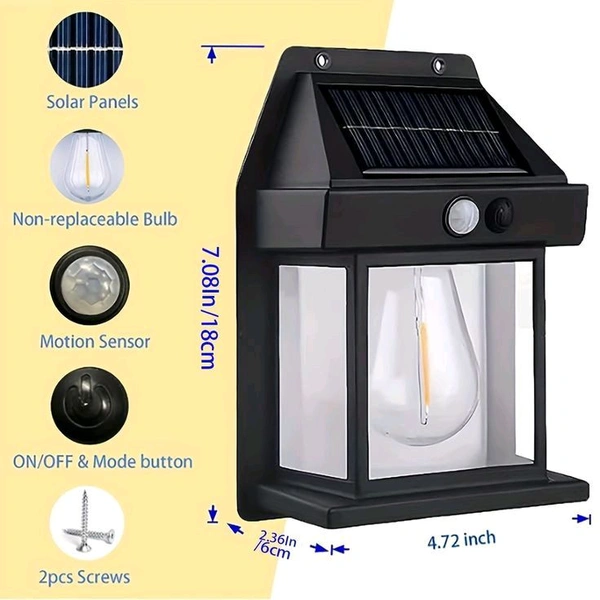 Indian Stuff  Solar Sensor LED Lamp 3 Modes - Black