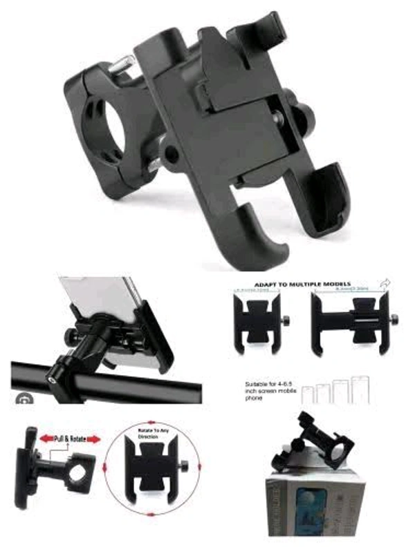 Bike & Activa Mobile Holder Stand - Adjustable Full Metal Body - Black