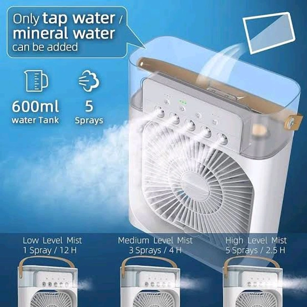 Air Cooler & Humidifier Fan – 600ml Mist Fan with 3 Speed Modes