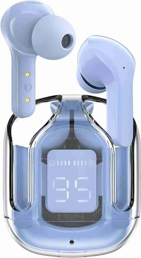 Wireless Bluetooth Earbuds Transparent Display  - White