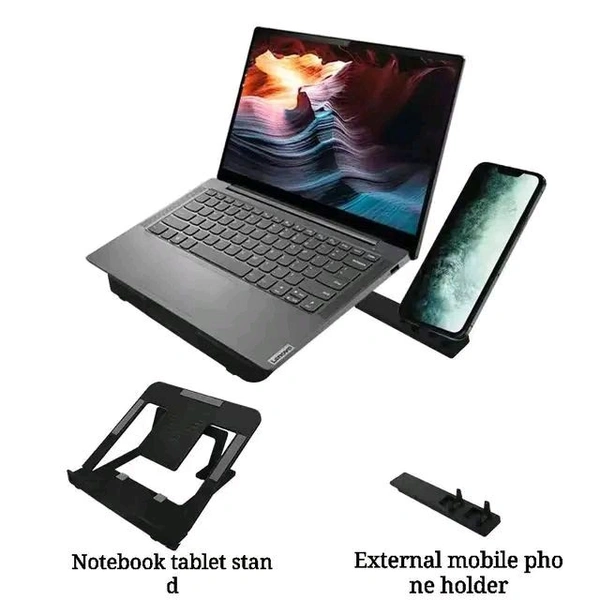 Indian Stuff Laptop Stand + Mobile Stand – Enhance Your Workspace - Black