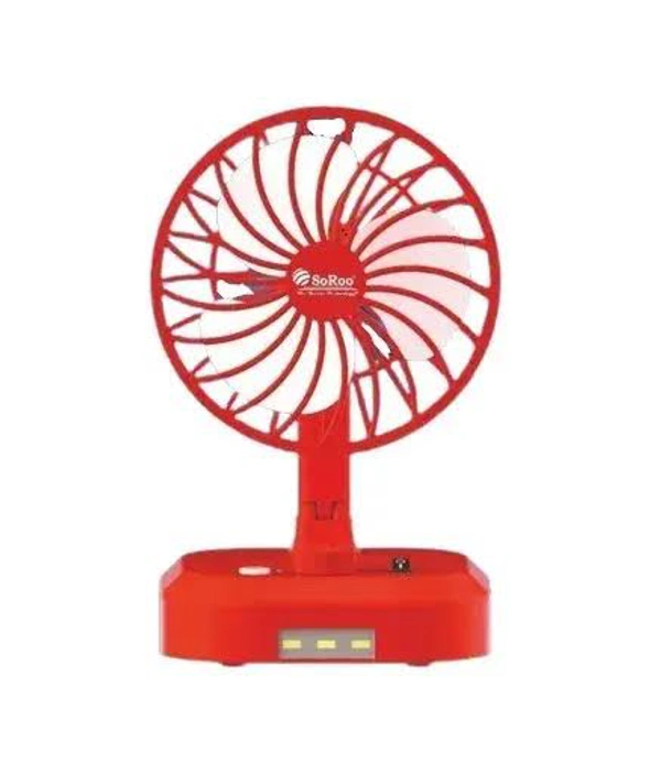 Soroo Cooling Fan 8inch Chargeable with LED Light - Red