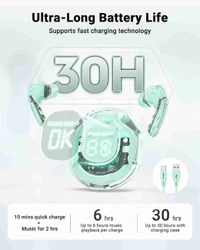 Indian Stuff Ultra Pro Transparent Earbuds - Snowy Mint