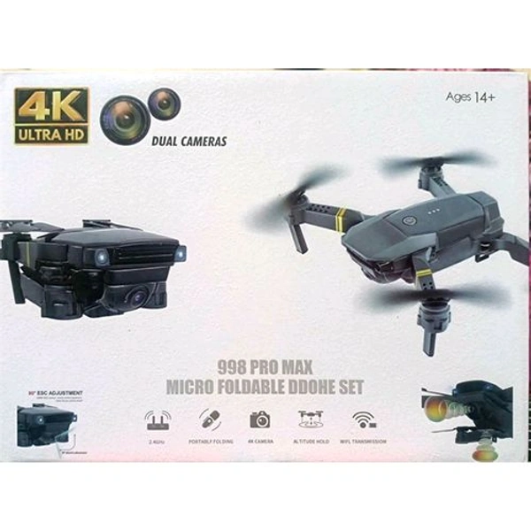 Indian Gadzet  998 Pro Max Smart drone 4K Dual Camera Foldable Remote Control - Black