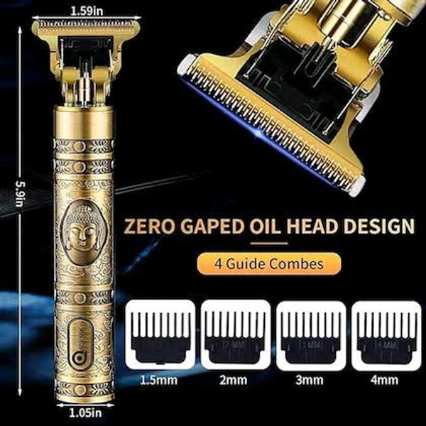 Indian Gadzet  Buddha Hair Trimmer – Professional Cordless Zero Gapped Beard & Hair Clipper - Gold