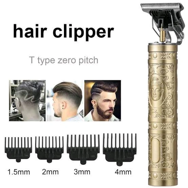 Indian Gadzet  Buddha Hair Trimmer – Professional Cordless Zero Gapped Beard & Hair Clipper - Gold
