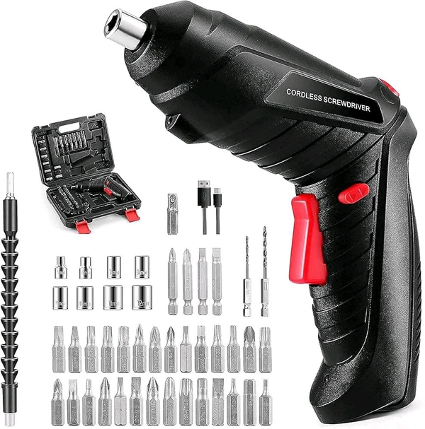 🔧 46-in-1 Rechargeable Cordless Screwdriver Drill Machine Set