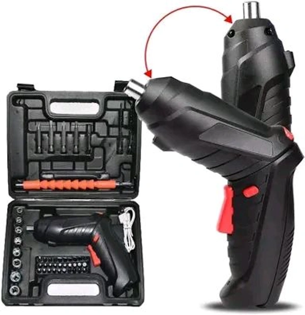 MZ 🔧 46-in-1 Rechargeable Cordless Screwdriver Drill Machine Set - Black