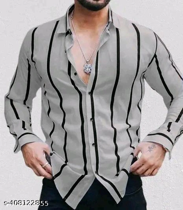 Catalog Name:*Classic Latest Men Shirts*
Fabric: Lycra
Sleeve Length: Long Sleeves
Pattern: Striped
Net Quantity (N): 1
Sizes:
S (Chest Size: 38 in, Length Size: 28 in) 
M (Chest Size: 40 in, Length Size: 28.5 in) 
L (Chest Size: 42 in, Length Size: 29 in) 
XL (Chest Size: 44 in, Length Size: 30 in) 

Dispatch: 2 Days

 - Gray, S M L XL