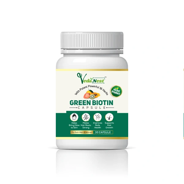 Green Biotin Multivitamins Capsules, Promotes Glowing Skin, Hair Health & Nail Health 30 Capsules (Buy 1 and Get 1)