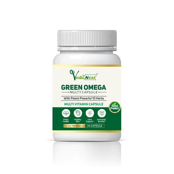 Vedanest Green Omega 500Mg, Multivitamin Capsule, Ashwagandha, Kulthi, Amla, Alsi, Ginseng, (30 Capsules) (Buy 1 and Get 1)