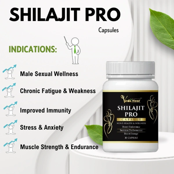 Vedanest Shilajit Pro Dietary Supplement for Men, Natural Herbal Extract (30 Count) (Buy 1 and Get 1)