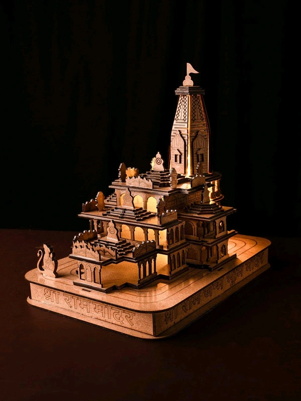 Miniature Replica of Shri Ram Mandir in Ayodhya Decorated with Lights