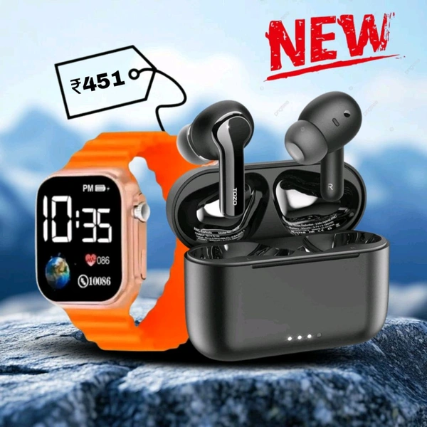 New Combo Offer Smart Watch with Earbuds Bluetooth Headphones 