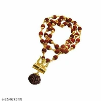 Mokah Spiritual Shiv trishul Damaru Locket With original Pamchmukhi Rudraksh stylish mala 