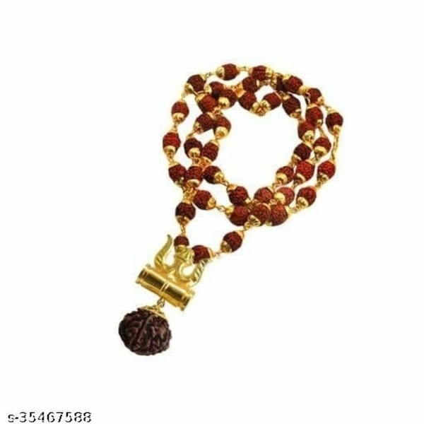 Mokah Spiritual Shiv trishul Damaru Locket With original Pamchmukhi Rudraksh stylish mala 
