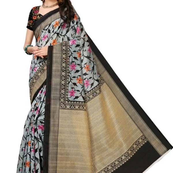 Stunning Bhagalpuri Art Silk Saree - black