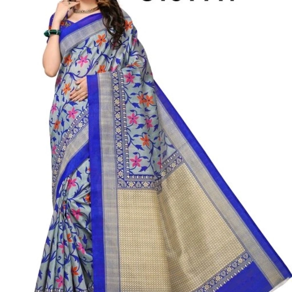 Stunning Bhagalpuri Art Silk Saree - lite blu