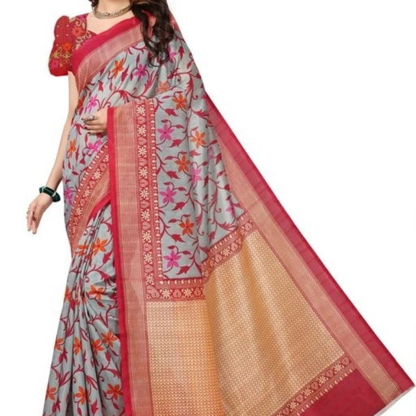Stunning Bhagalpuri Art Silk Saree - Red