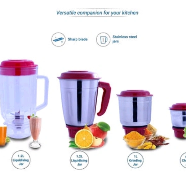 BluBerry Advanve mixer grinder with four stainless steel - Cash on delivery, Pay on delivery, Free Size, White
