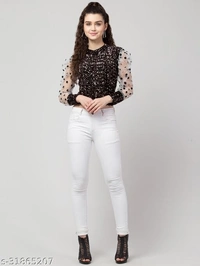Sequin Brown Crop Top for Women - M, 4.0 ✪, 7 Days replacement