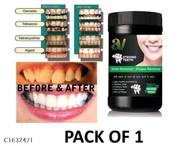Stain Removal Teeth Whitening Powder 100 Gm - 4.9 ✪, free size, free shipping, 7 Days replacement