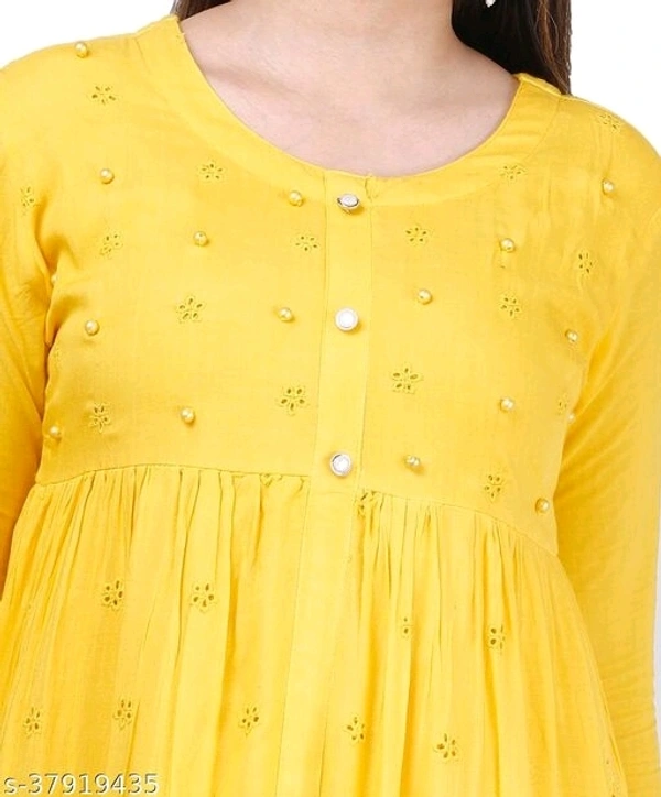 Trendy Alluring Kurtis*Fabric: Rayon - yellow, XL