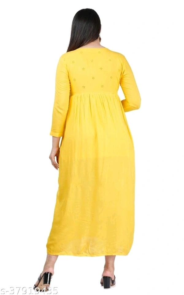 Trendy Alluring Kurtis*Fabric: Rayon - yellow, XL
