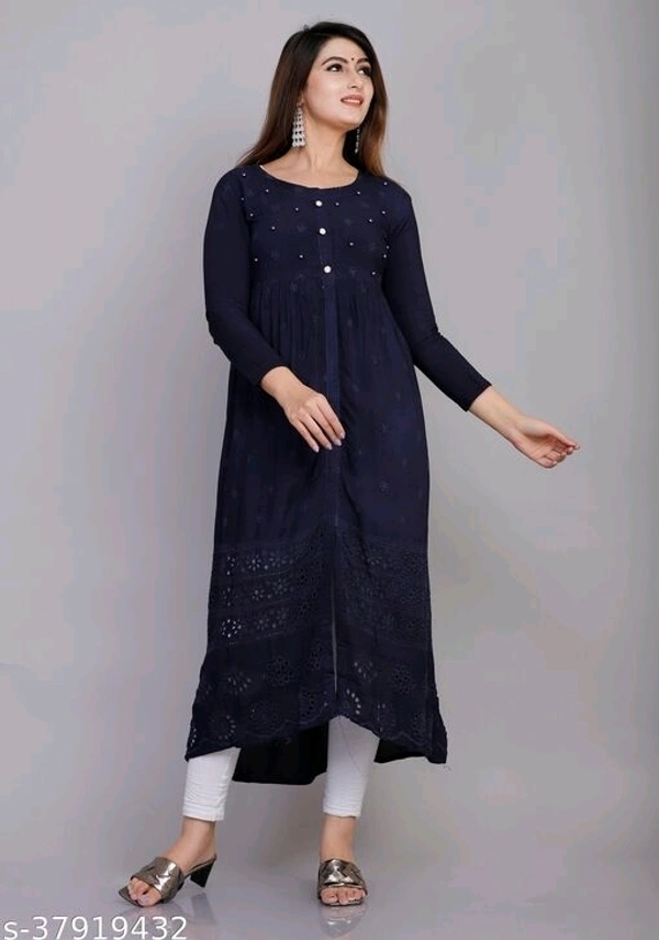 Trendy Alluring Kurtis*Fabric: Rayon - Blu, L