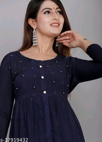 Trendy Alluring Kurtis*Fabric: Rayon - Blu, L