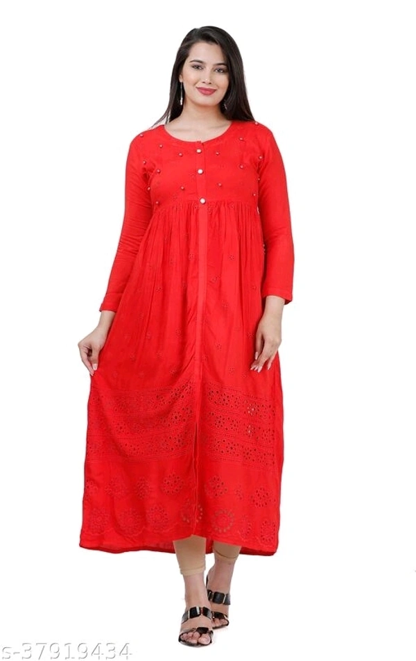 Trendy Alluring Kurtis*Fabric: Rayon - Dark Red, XXl