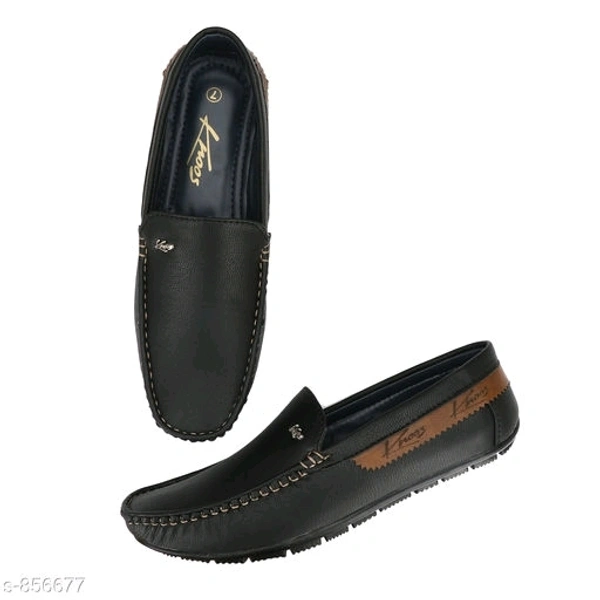 Trendy Synthetic Leather Men's Casual Shoes  - bleck, ind-10