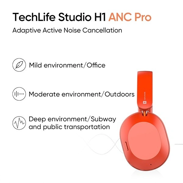 Realme TechLife Studio H1 Over Ear Wireless Headphone - Red - Red, New