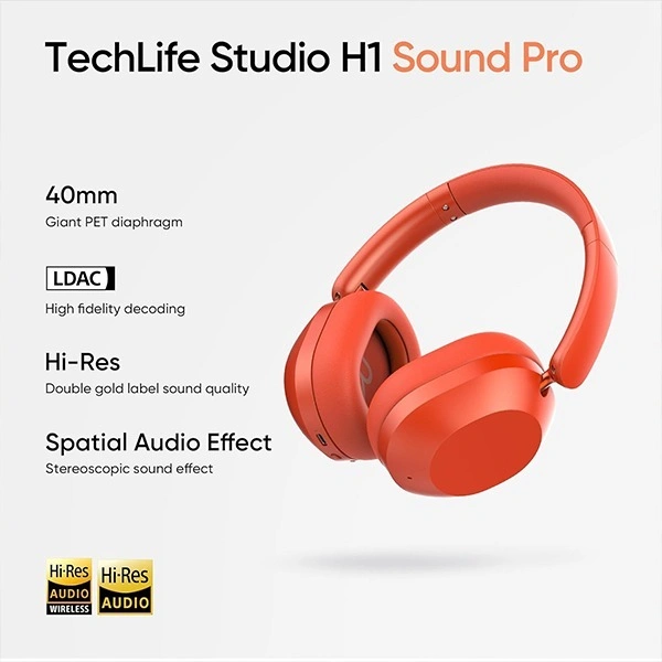 Realme TechLife Studio H1 Over Ear Wireless Headphone - Red - Red, New