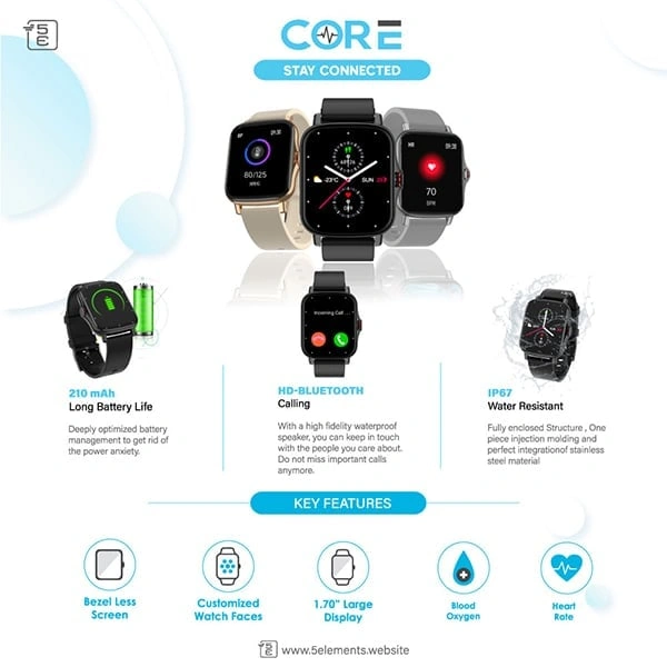 5E CORE Smart Watch - Black - Black