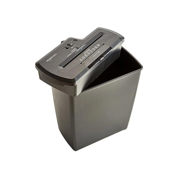 Amazon Basics 8-Sheet Strip Cut Paper With CD and Credit Card Shredder With 12 Liter Waste Basket Capacity - Black