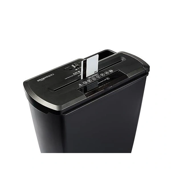 Amazon Basics 8-Sheet Strip Cut Paper With CD and Credit Card Shredder With 12 Liter Waste Basket Capacity - Black