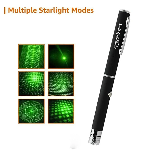 Amazon Basics Green Laser Pointer Party Pen with Disco Lights - Black