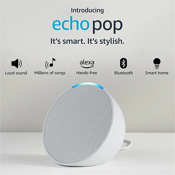 Amazon Echo Pop Smart Speaker With Alexa And Bluetooth - White - White