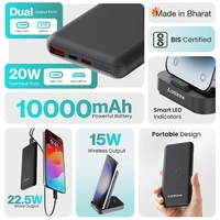 Ambrane Aerosync Quad Wireless 4 in 1 Power Bank with Mobile Stand - Black