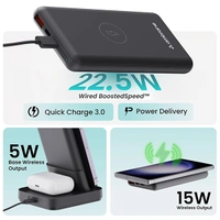 Ambrane Aerosync Quad Wireless 4 in 1 Power Bank with Mobile Stand - Black