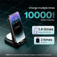 Ambrane Aerosync Quad Wireless 4 in 1 Power Bank with Mobile Stand - Black