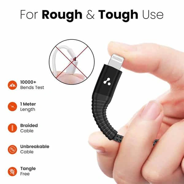 Ambrane AMC-10 MFI Certified Lightning Braided Cable
