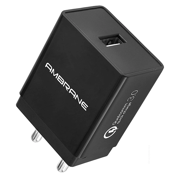 Ambrane AQC-56 Quick Charge 3.0 Wall Charger - Black - Black