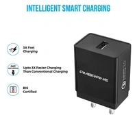 Ambrane AQC-56 Quick Charge 3.0 Wall Charger - Black - Black