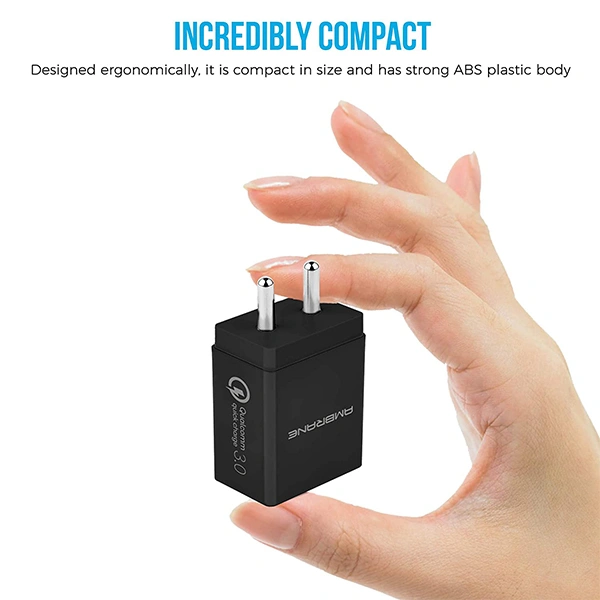 Ambrane AQC-56 Quick Charge 3.0 Wall Charger - Black - Black