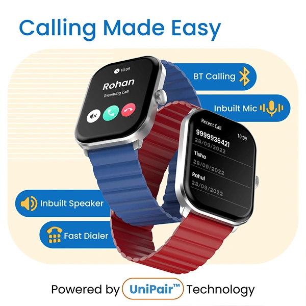 Ambrane Glaze+ BT Calling Smartwatch - Maroon - Maroon