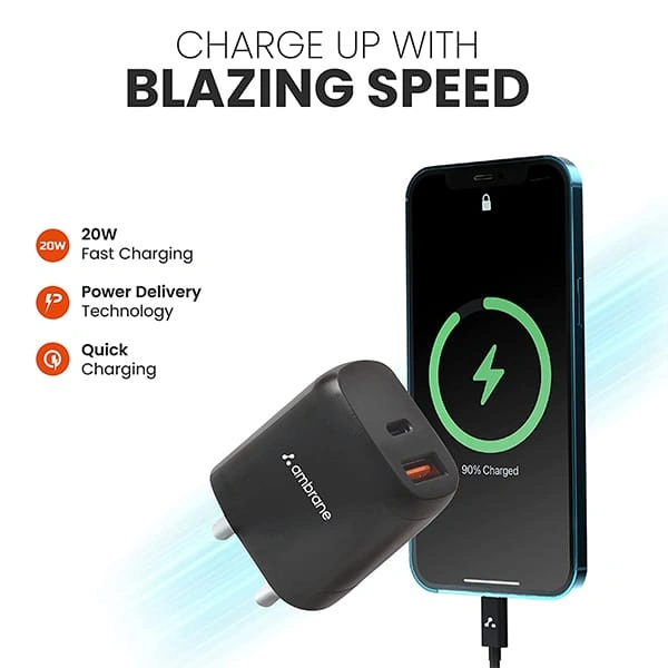Ambrane H11 20W Dual Port BoostedSpeed Charger - White - White