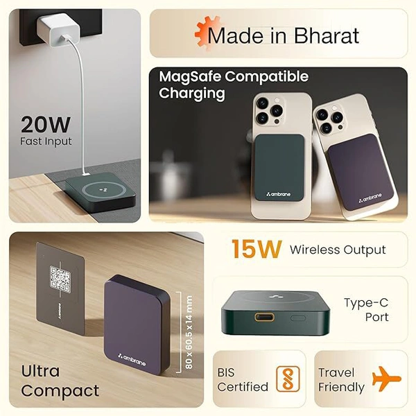 Ambrane Mini Strong Magnetic Wireless Power Bank