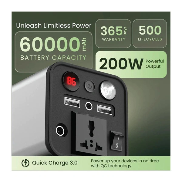 Ambrane PowerHub 200 60000mAh Battery Capacity - Grey